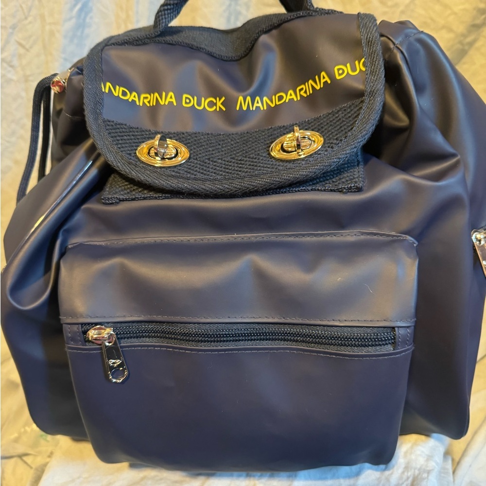 Mandarina Duck Drawstring Utility Backpack – Navy Blue Discontinued & Pristine - Picture 5 of 9